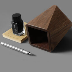 Square solid wood pen holder for pens, pencils, and stationery storage on desk